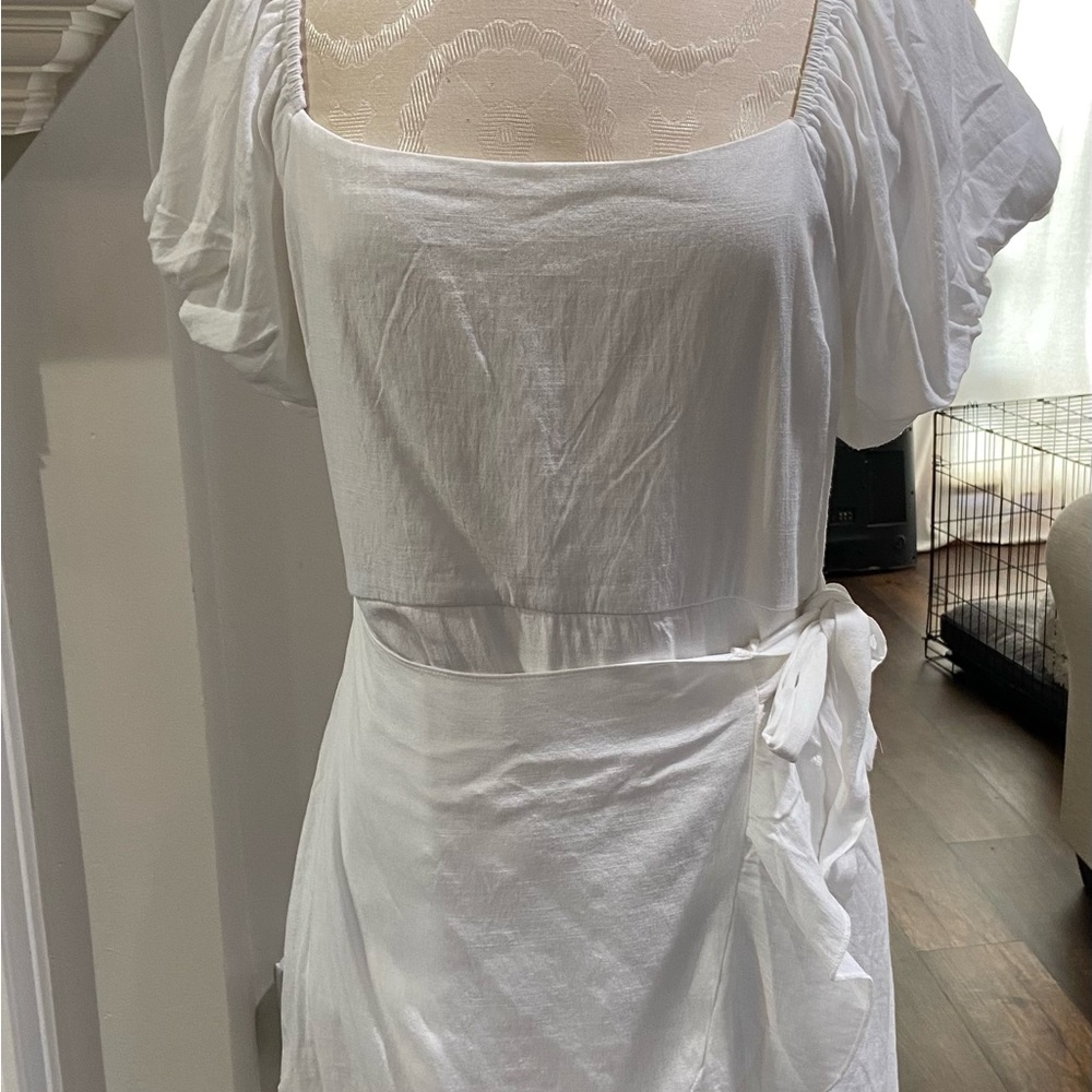 Trixxi White Puff Sleeve Square Neck Dress